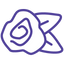 A simple outline of a flower, drawn in purple.
