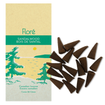 Floré Canadian Incense Sandalwood green pine trees on golden lake with yellow sun 20 cones package